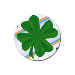 Shamrock Clover Saint Patrick Leaves Rubber Round Coaster (4 Pack)  by HermanTelo