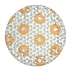 Stamping Pattern Yellow Round Filigree Ornament (two Sides) by HermanTelo