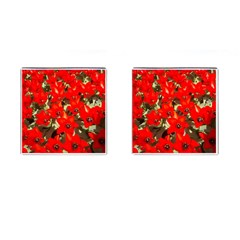 Columbus Commons Red Tulips Cufflinks (square) by Riverwoman