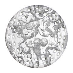 Angel Line Art Religion Angelic Ornament (round Filigree) by Sapixe