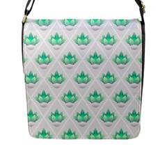 Plant Pattern Green Leaf Flora Flap Closure Messenger Bag (l) by Sapixe