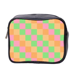 Checkerboard Pastel Squares Mini Toiletries Bag (two Sides) by Sapixe