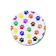 Pawprints Paw Prints Paw Animal Rubber Coaster (round)  by Sapixe