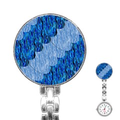 Texture Surface Blue Shapes Stainless Steel Nurses Watch by HermanTelo