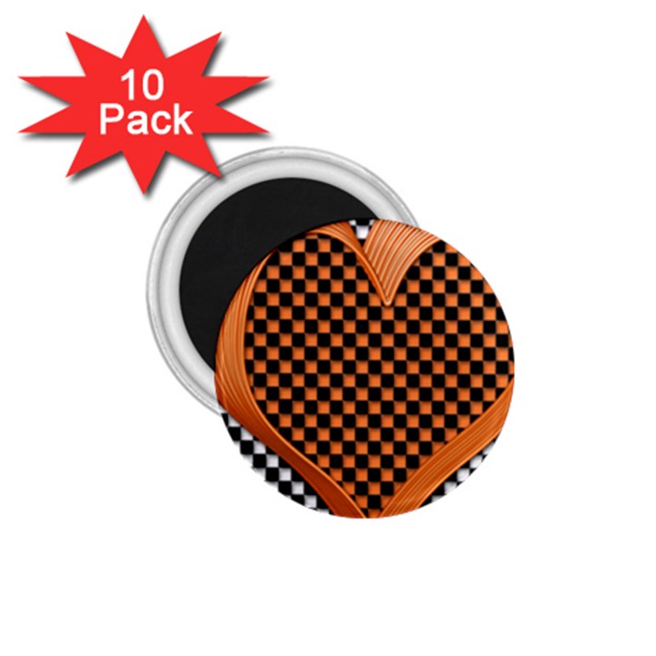 Heart Chess Board Checkerboard 1.75  Magnets (10 pack) 