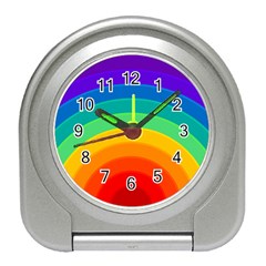Rainbow Background Colorful Travel Alarm Clock by Bajindul