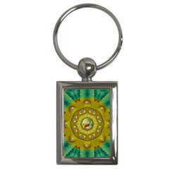 Mandala In Peace And Feathers Key Chain (rectangle) by pepitasart