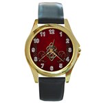 Wonderful Decorative Celtic Knot Round Gold Metal Watch