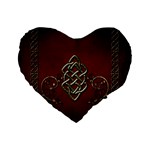 Wonderful Decorative Celtic Knot Standard 16  Premium Flano Heart Shape Cushions