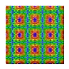 Groovy Purple Green Blue Orange Square Pattern Tile Coasters by BrightVibesDesign