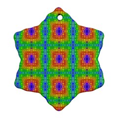 Groovy Purple Green Blue Orange Square Pattern Ornament (snowflake) by BrightVibesDesign