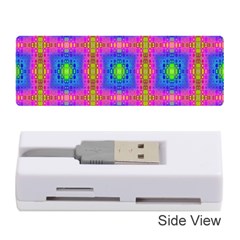 Groovy Pink Blue Yellow Square Pattern Memory Card Reader (stick) by BrightVibesDesign