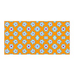 Modern Blue Flowers  On Orange Satin Wrap by BrightVibesDesign