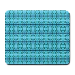 Cute Flowers Vines Pattern Pastel Turquoise Large Mousepads by BrightVibesDesign
