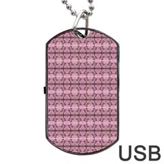 Cute Flowers Vine Pattern Pastel Coral Dog Tag Usb Flash (one Side) by BrightVibesDesign