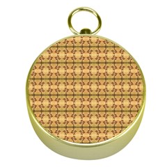 Cute Flowers Pattern Yellow Gold Compasses by BrightVibesDesign