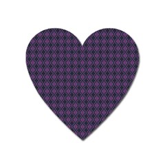 Argyle Dark Pink Black Pattern Heart Magnet by BrightVibesDesign