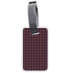 Argyle Dark Purple Yellow Pattern Luggage Tag (one Side) by BrightVibesDesign