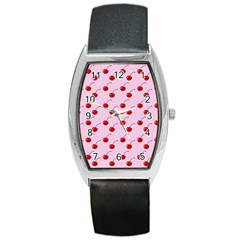 Kawaii Cherries Red Pattern Barrel Style Metal Watch by snowwhitegirl