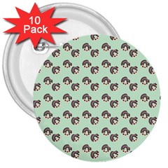 Kawaii Dougnut Green Pattern 3  Buttons (10 Pack) 