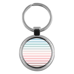 Horizontal Pinstripes In Soft Colors Key Chain (round) by shawlin