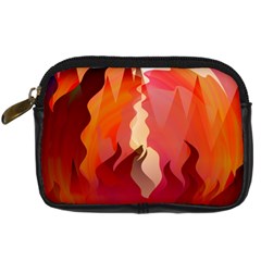 Fire Abstract Cartoon Red Hot Digital Camera Leather Case by Nexatart