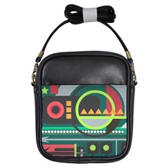 Background Colors Abstract Shapes Girls Sling Bag by Nexatart