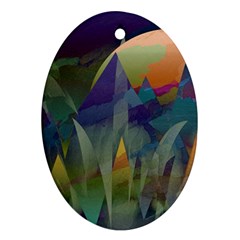 Mountains Abstract Mountain Range Oval Ornament (two Sides) by Nexatart