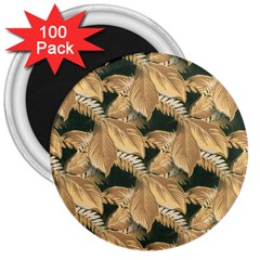 Scrapbook Leaves Decorative 3  Magnets (100 Pack) by Nexatart