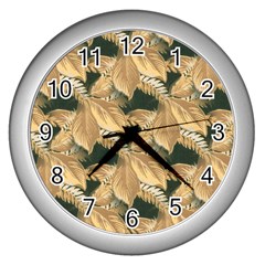 Scrapbook Leaves Decorative Wall Clock (silver)
