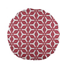 White Background Red Flowers Texture Standard 15  Premium Flano Round Cushions