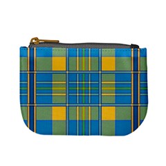 Plaid Tartan Scottish Blue Yellow Mini Coin Purse