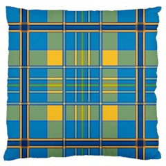 Plaid Tartan Scottish Blue Yellow Large Flano Cushion Case (one Side)