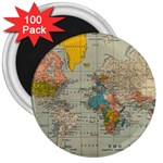 World Map Vintage 3  Magnets (100 pack) Front