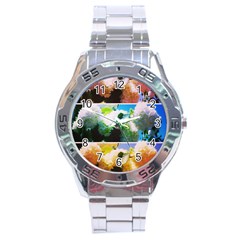 Bright Snowball Branch Collage (iii) Stainless Steel Analogue Watch by okhismakingart