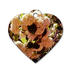 Yellow-pink Snowballs Dog Tag Heart (two Sides)