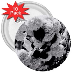 Black And White Snowballs 3  Buttons (10 Pack) 