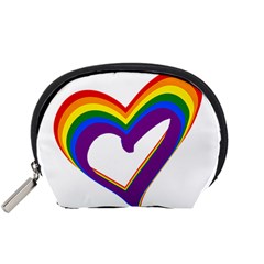 Rainbow Heart Colorful Lgbt Rainbow Flag Colors Gay Pride Support Accessory Pouch (small) by yoursparklingshop