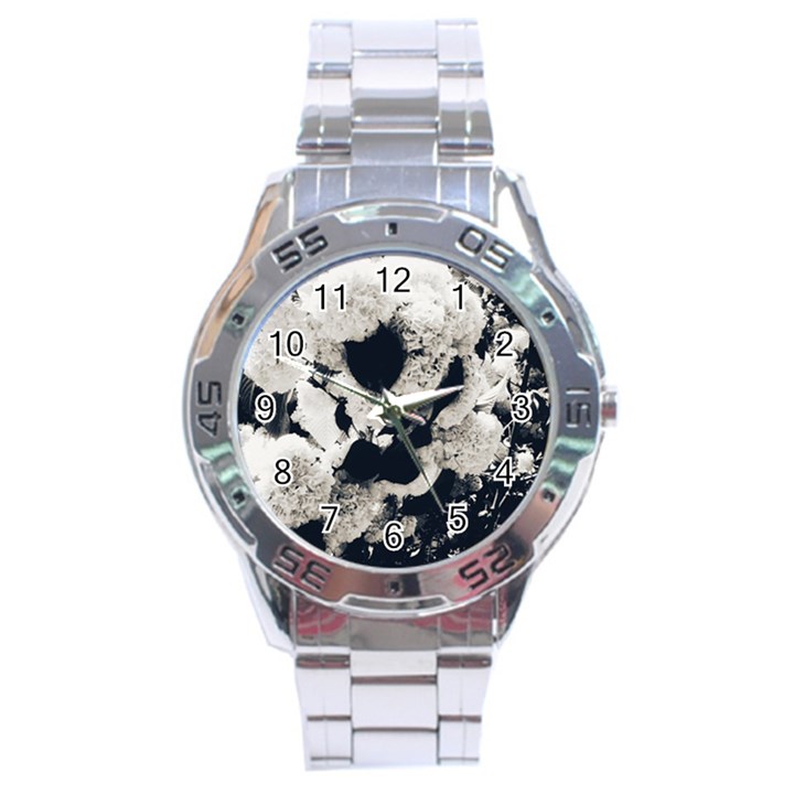 High Contrast Black and White Snowballs Stainless Steel Analogue Watch