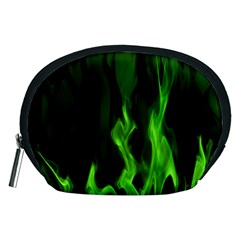 Smoke Flame Abstract Green Accessory Pouch (medium) by Pakrebo