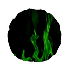 Smoke Flame Abstract Green Standard 15  Premium Flano Round Cushions by Pakrebo