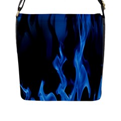 Smoke Flame Abstract Blue Flap Closure Messenger Bag (l) by Pakrebo