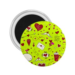 Valentin s Day Love Hearts Pattern Red Pink Green 2 25  Magnets by EDDArt