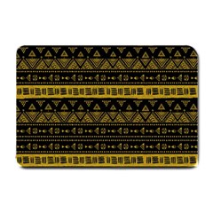 Native American Ornaments Watercolor Pattern Black Gold Small Doormat  by EDDArt