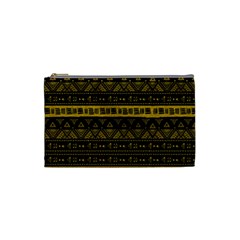 Native American Ornaments Watercolor Pattern Black Gold Cosmetic Bag (small) by EDDArt