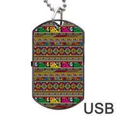 Traditional Africa Border Wallpaper Pattern Colored Dog Tag Usb Flash (one Side) by EDDArt