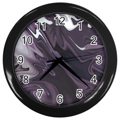 Purple Marble Digital Abstract Wall Clock (black) by Pakrebo