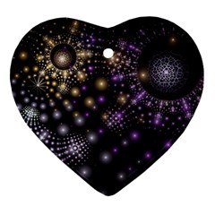 Fractal Spheres Glitter Design Heart Ornament (two Sides) by Pakrebo