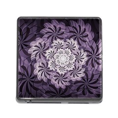 Fractal Floral Striped Lavender Memory Card Reader (square 5 Slot) by Pakrebo