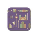 Background Infographic Travel Rubber Square Coaster (4 pack) 